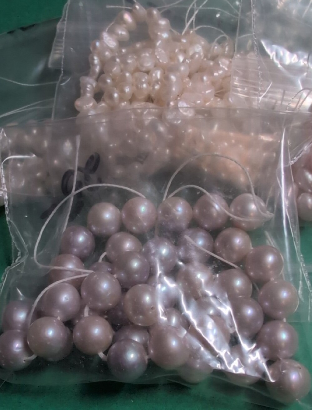Pearl Bead Partial Strands in Cream and Pink - Picture 3 of 4